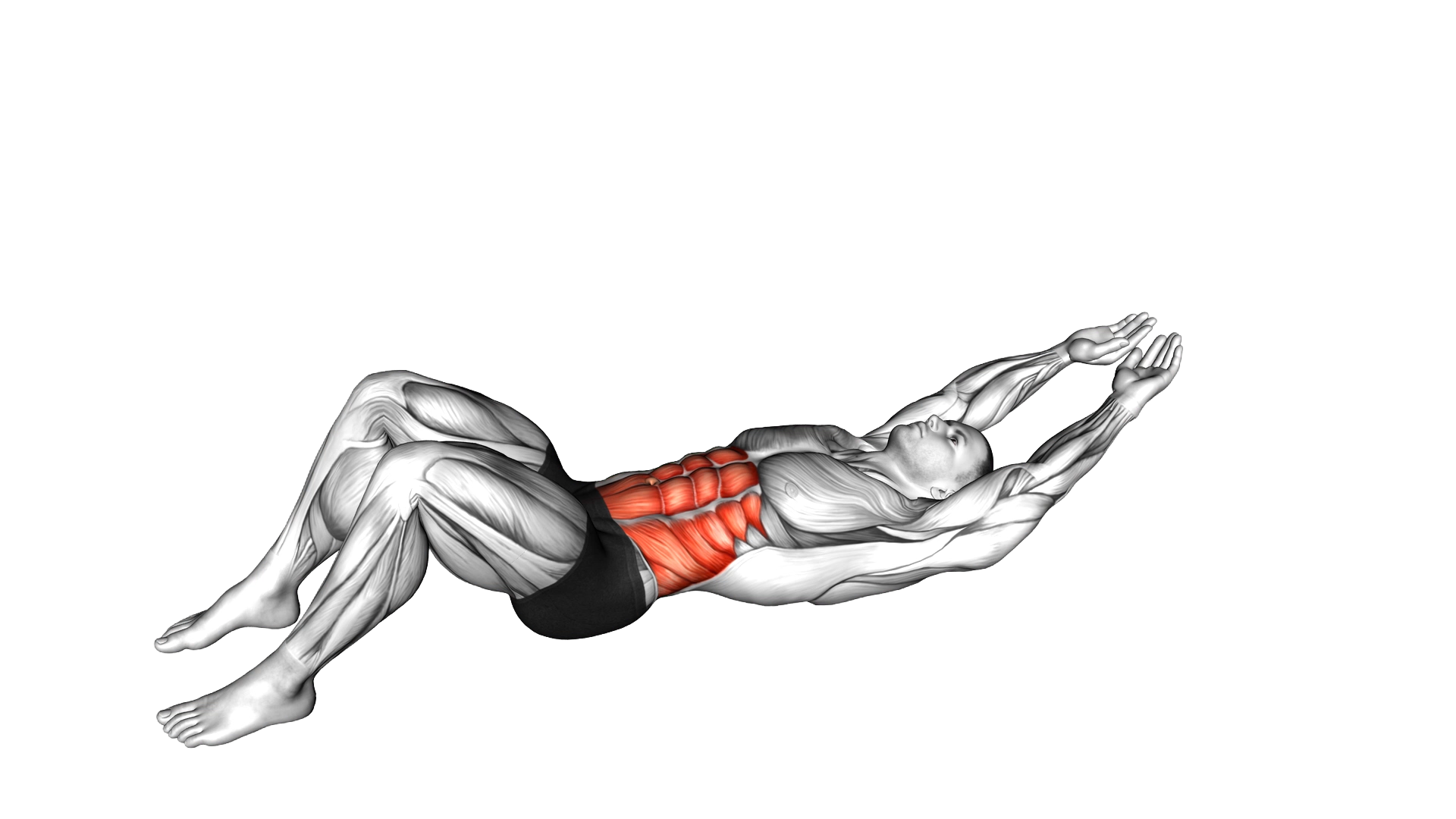 Crunch (hands overhead) exercise demonstration