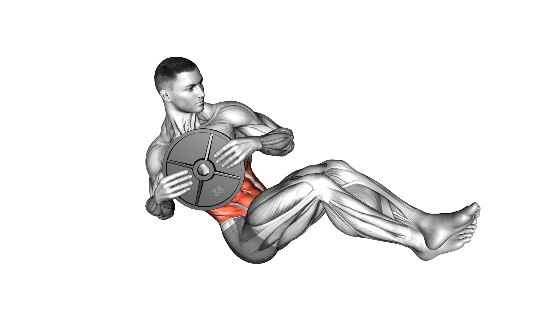 Weighted Russian Twist (legs up) exercise demonstration