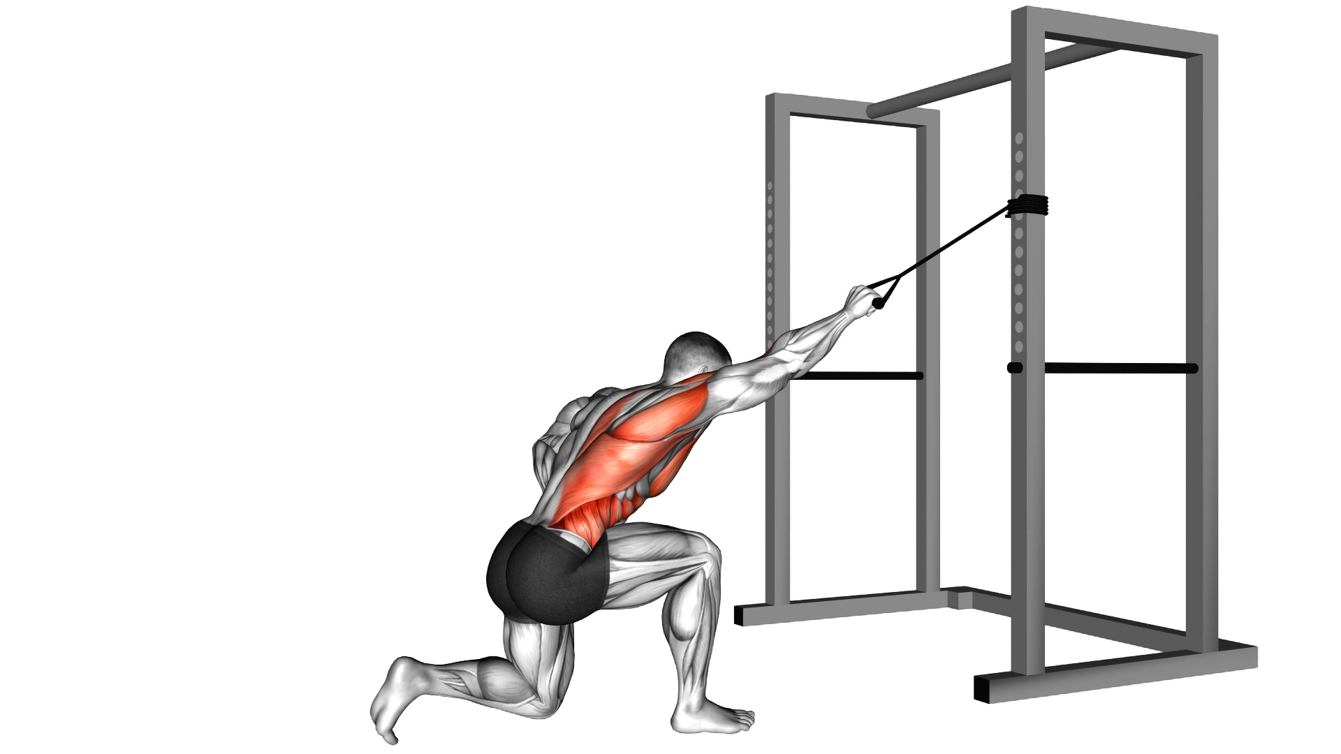 Band kneeling one arm pulldown exercise demonstration