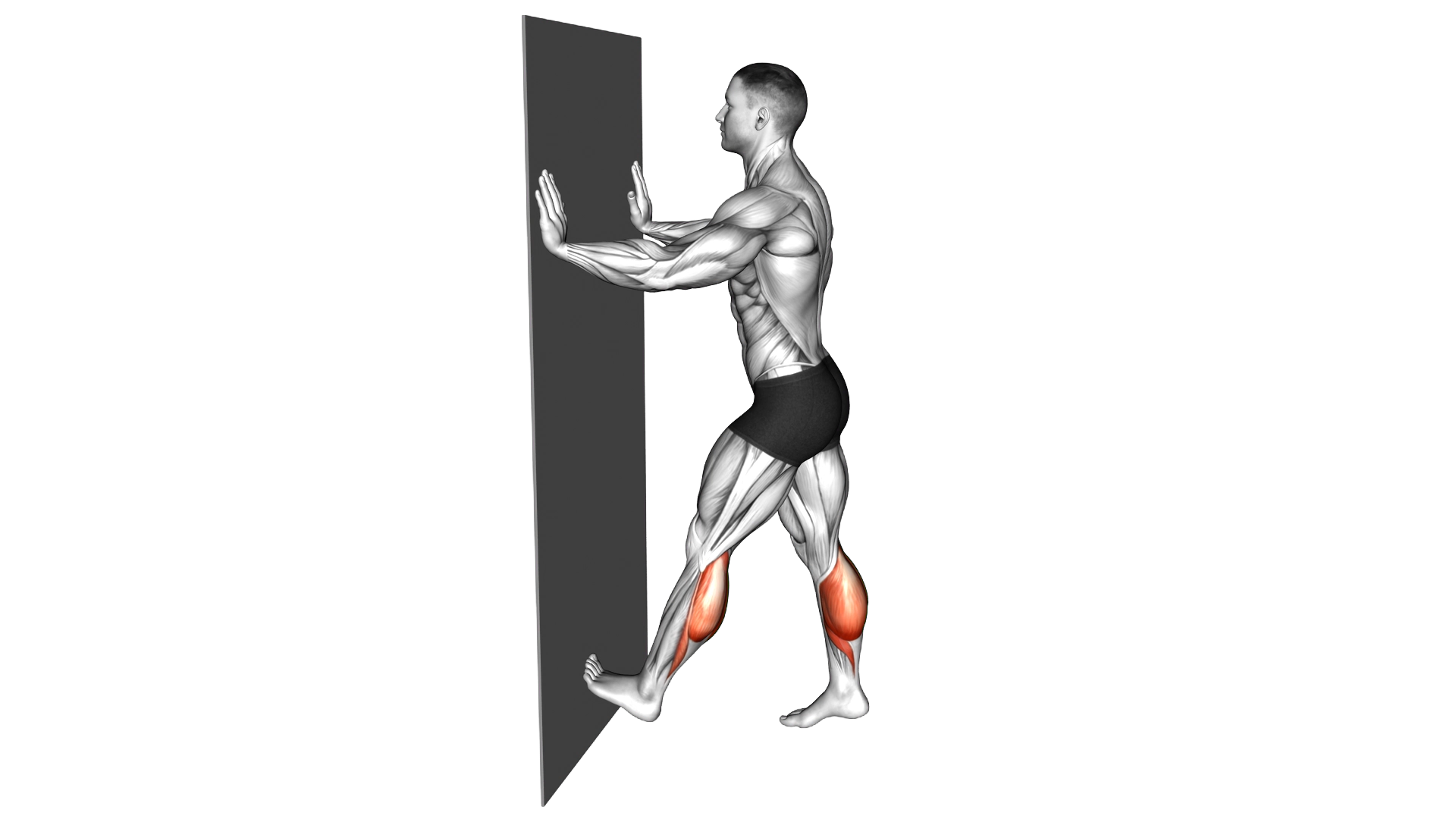 Calf Push Stretch With Hands Against Wall exercise demonstration
