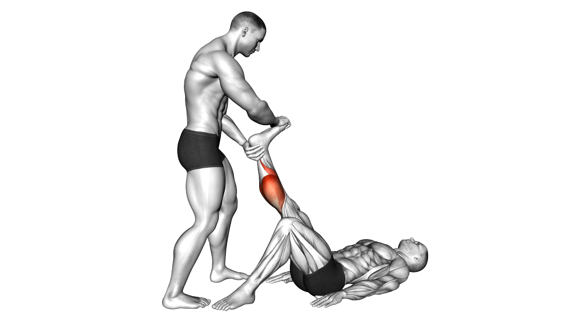Assisted Lying Gastrocnemius Stretch exercise thumbnail