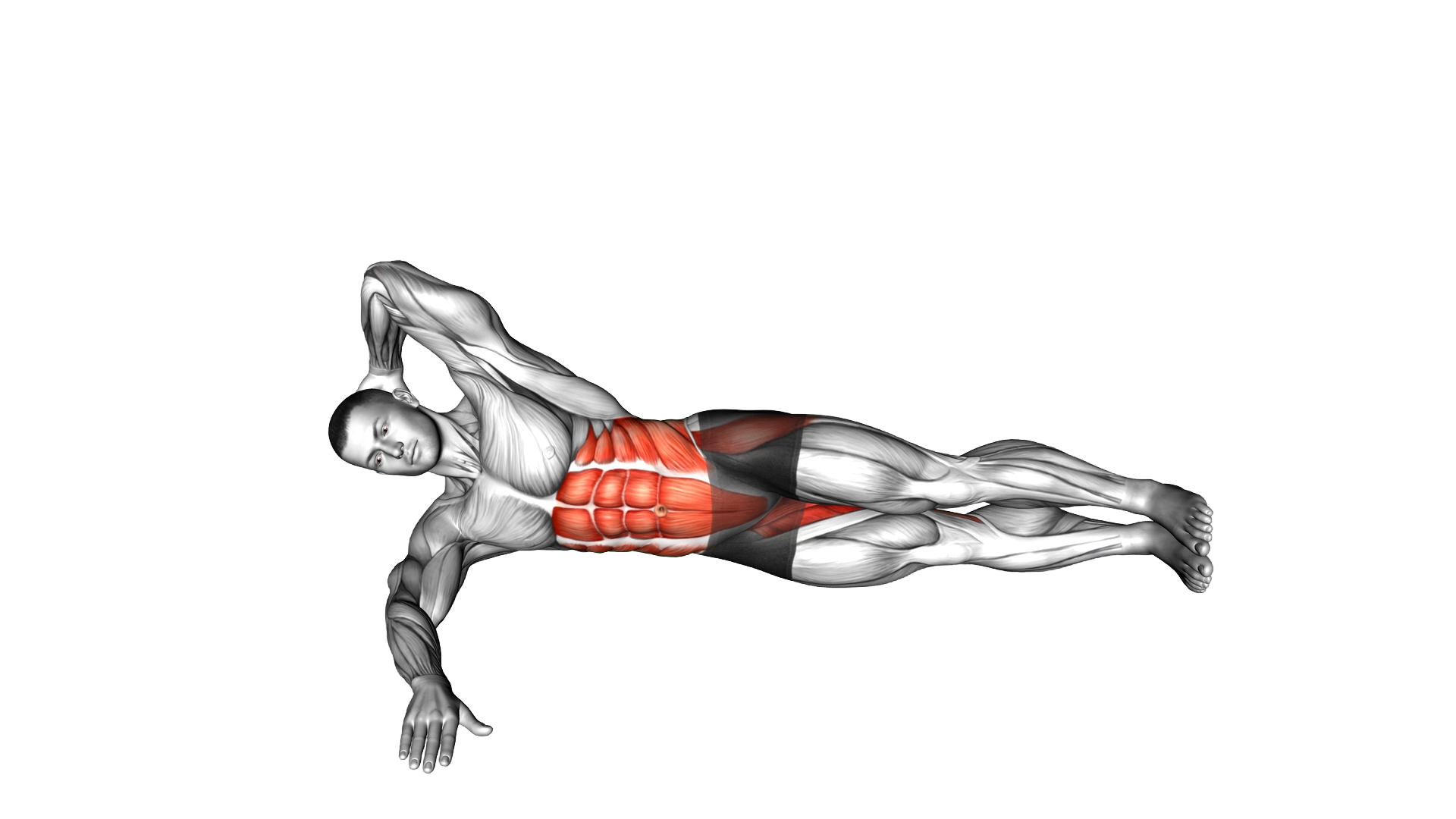Oblique Crunches with Straight Leg Lift exercise demonstration