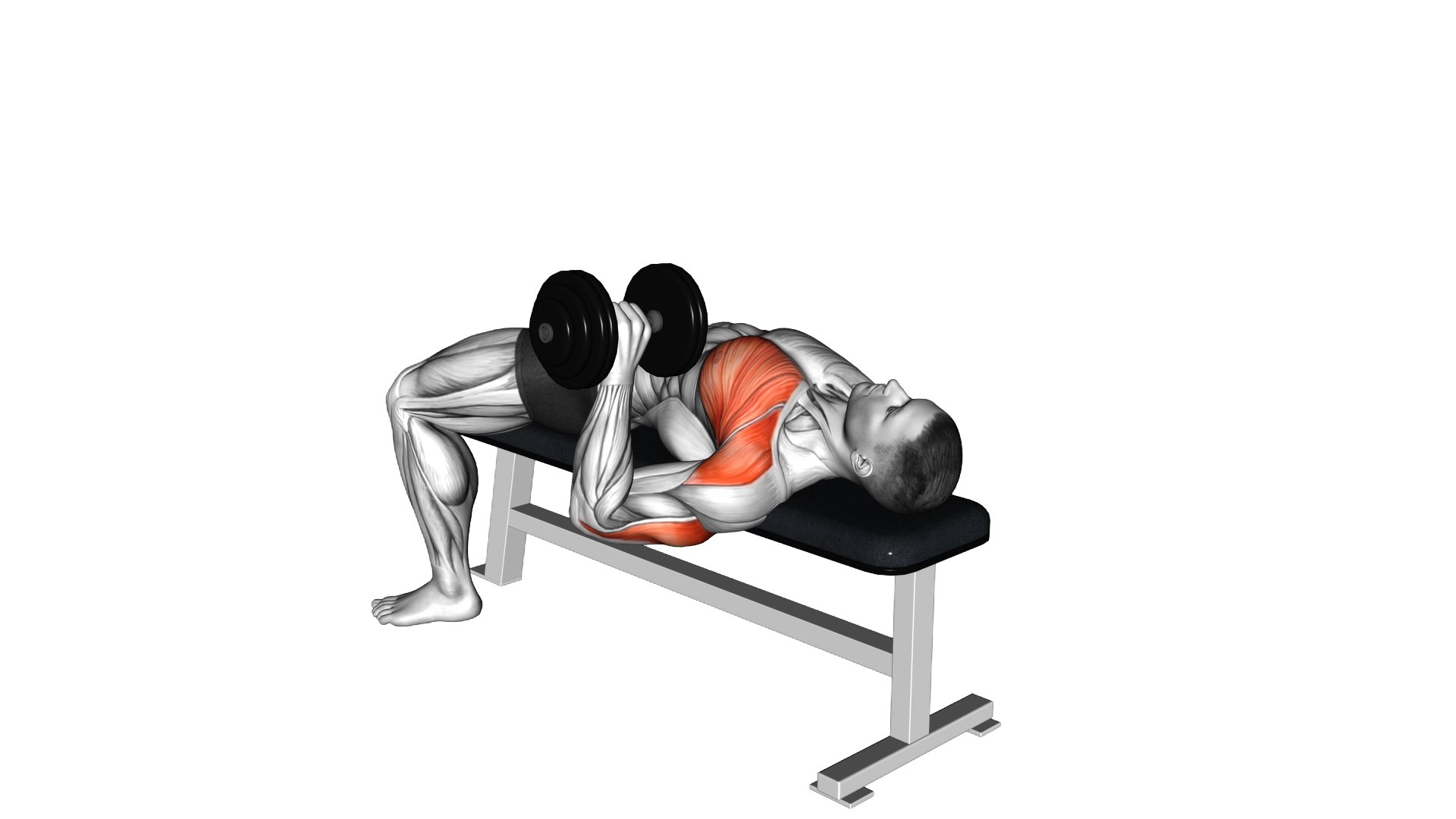 Dumbbell One Arm Wide Grip Bench Press exercise demonstration