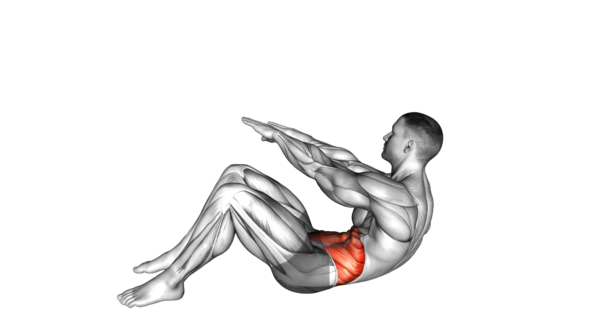 Twisting Crunch (Straight Arms) exercise demonstration