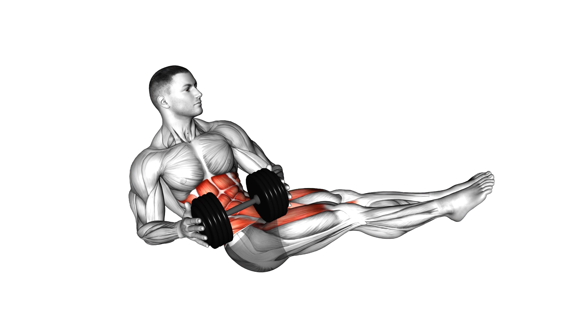 Dumbbell Straight Leg Russian Twist exercise demonstration