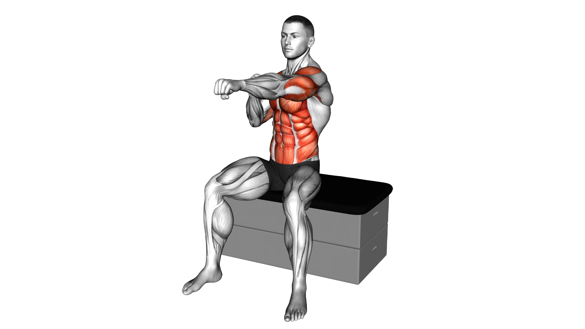 Sitting Punch on a padded stool exercise demonstration