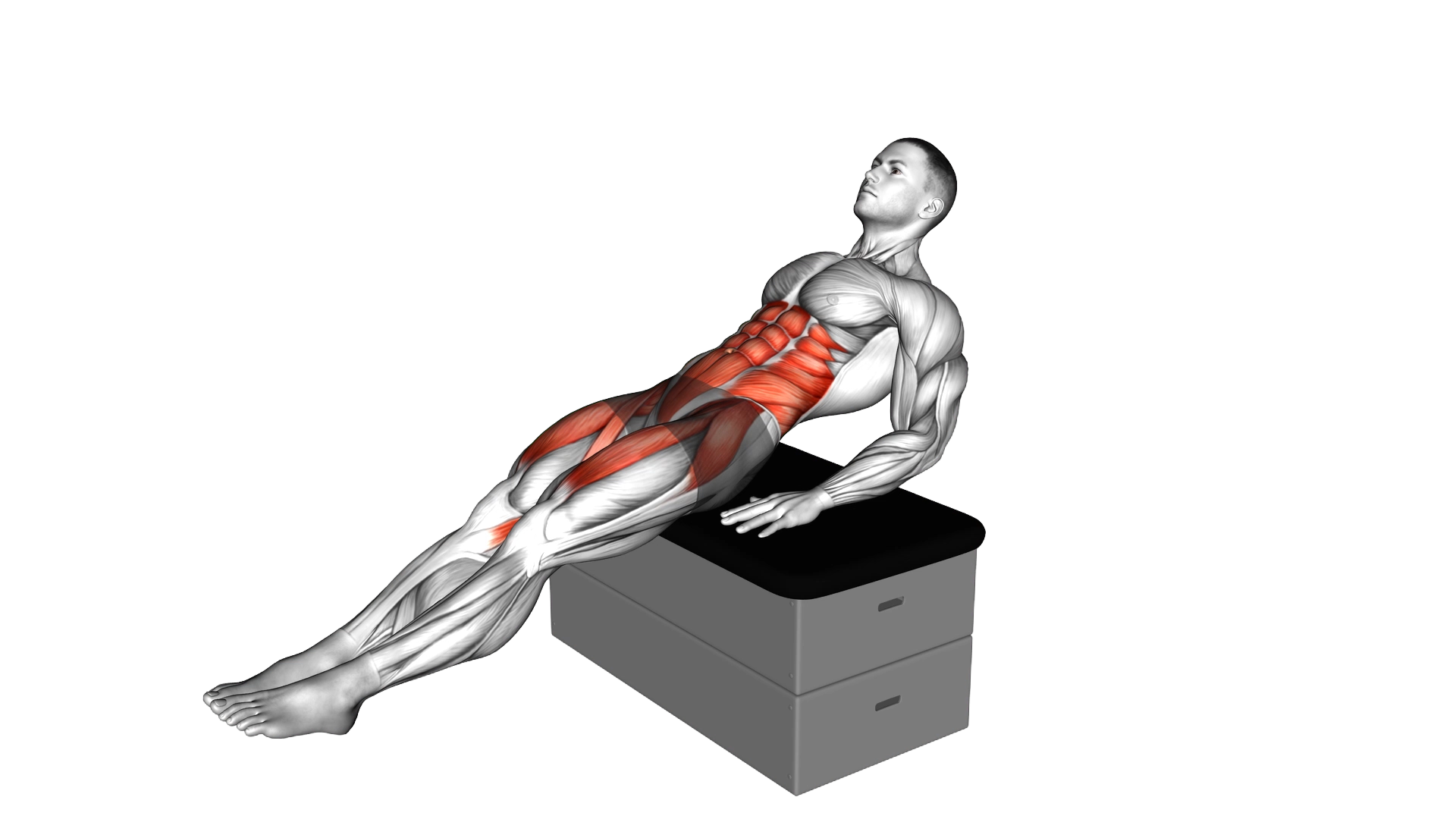 Sitting In Out Leg Raise on a padded stool exercise demonstration