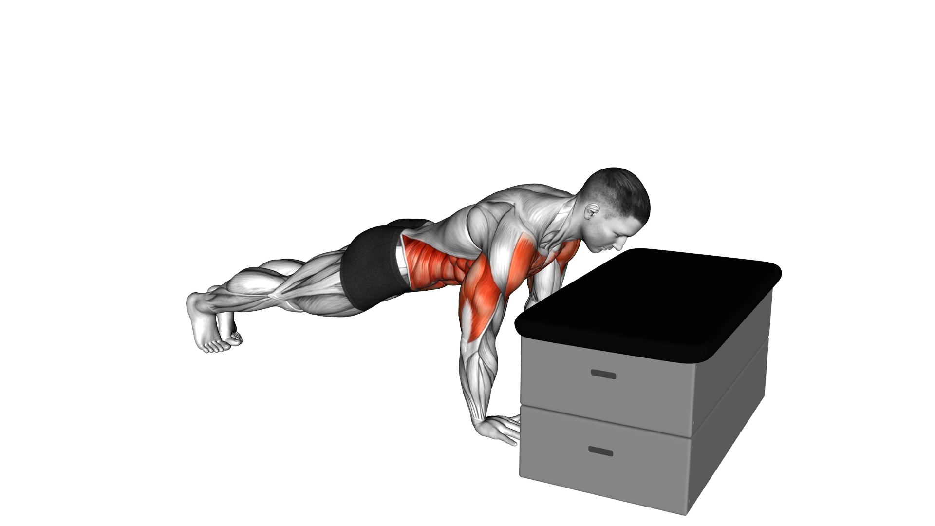 Climber a padded stool Supported exercise demonstration