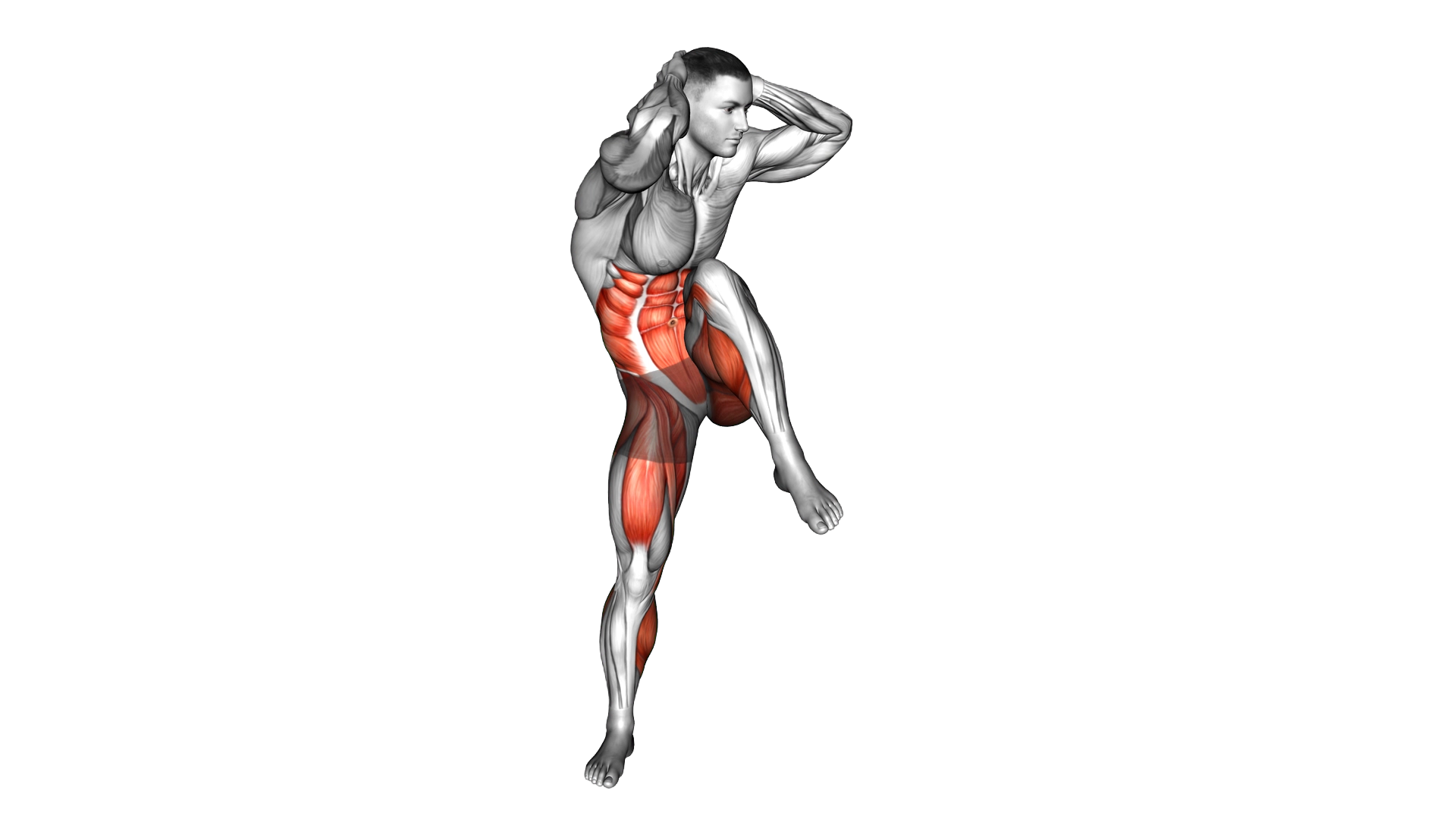 Cross Standing Crunch exercise demonstration