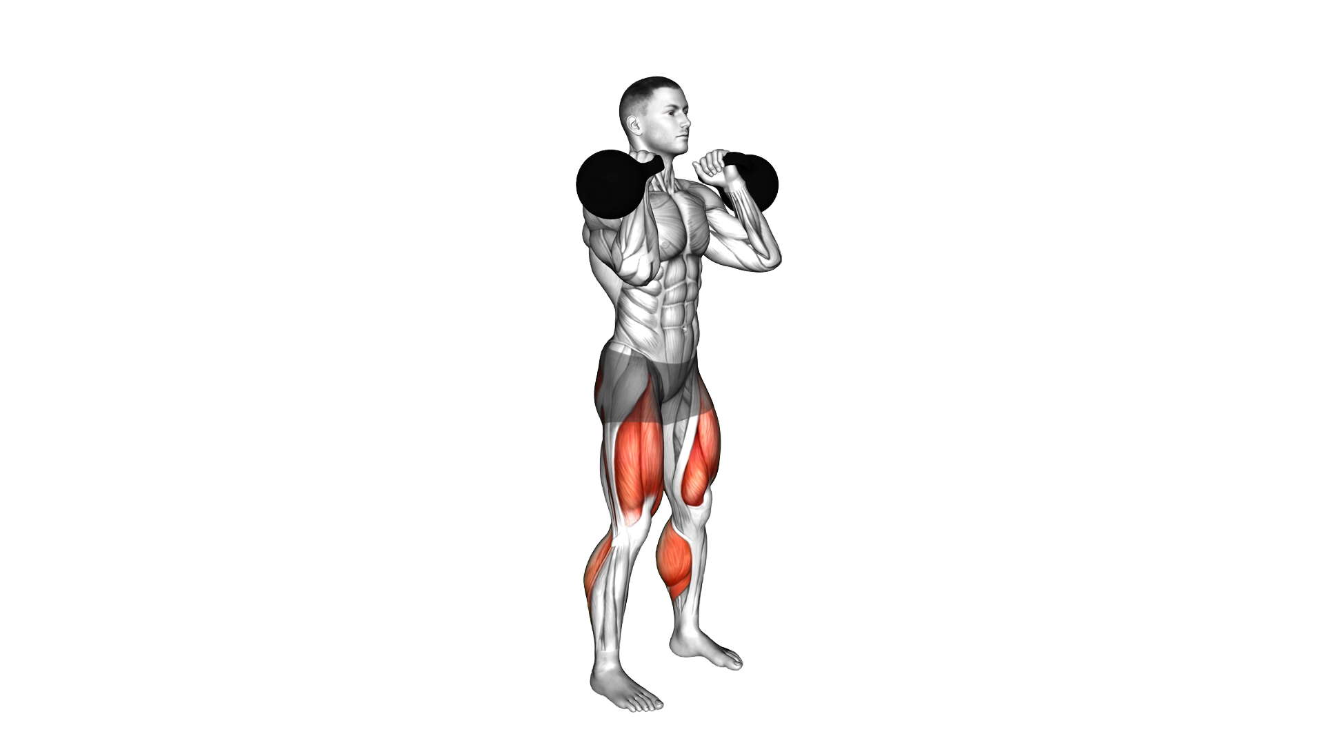 Kettlebell Calf Raise and Front Squat exercise demonstration