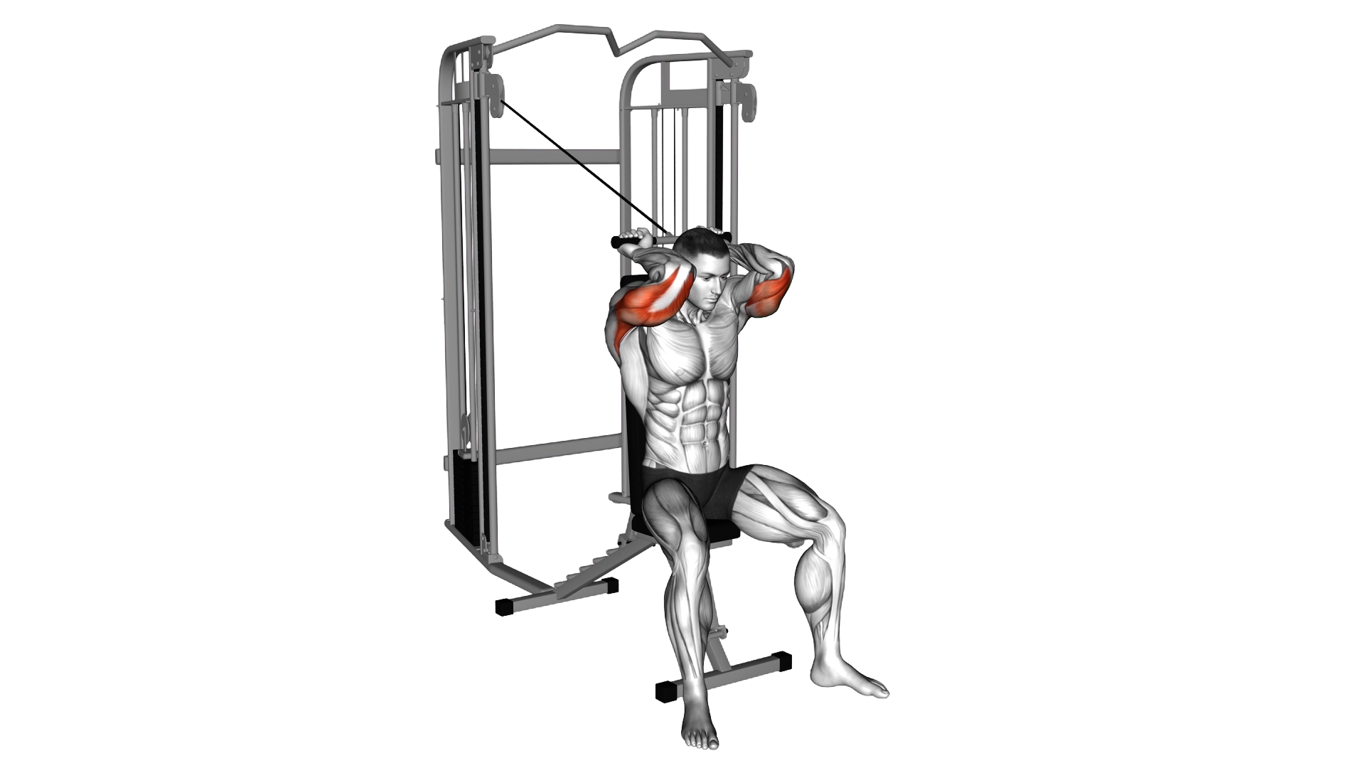 Cable Seated High Pulley Overhead Tricep Extension exercise demonstration