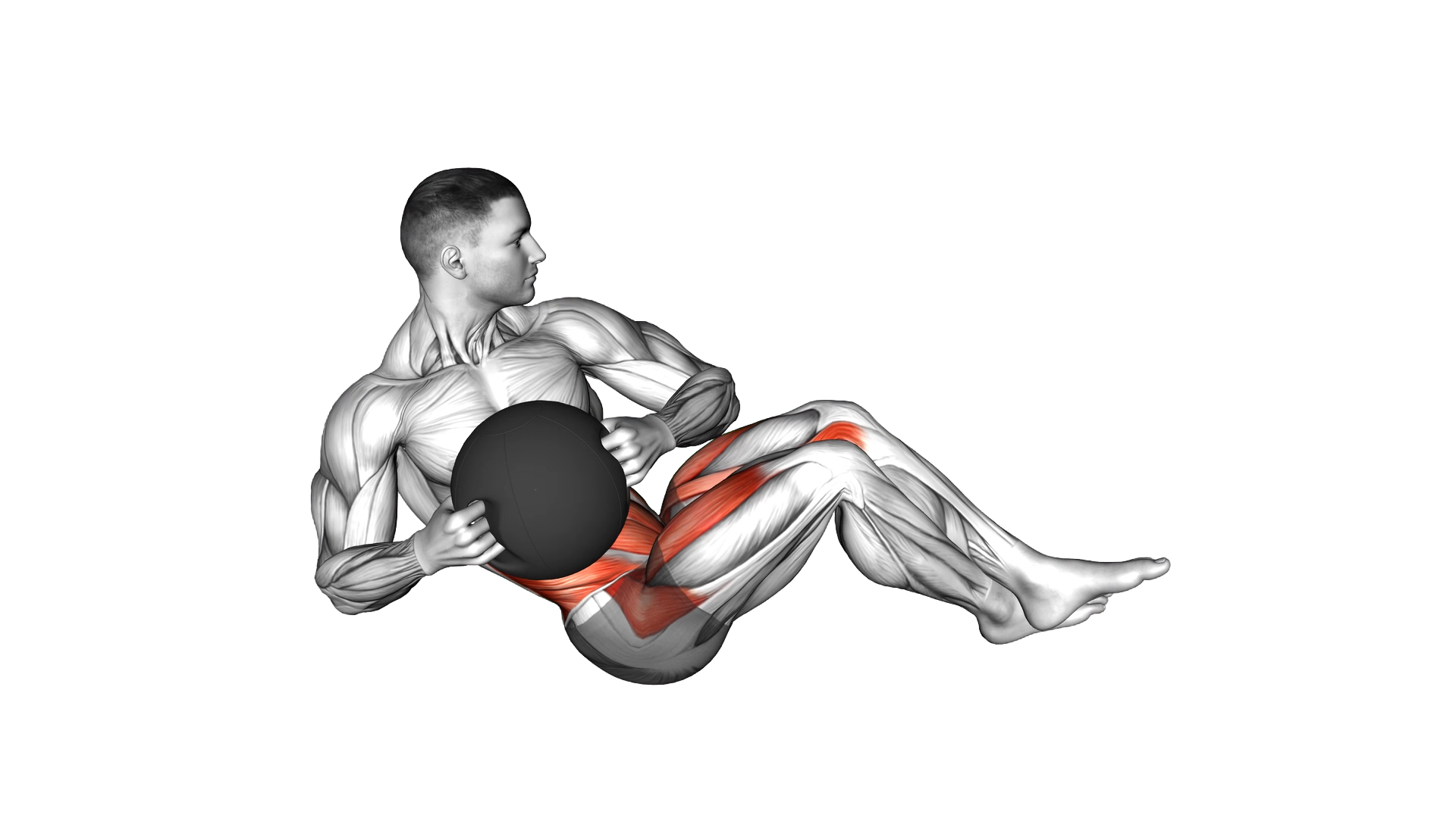 Medicine Ball Russian Twist (legs up) exercise demonstration