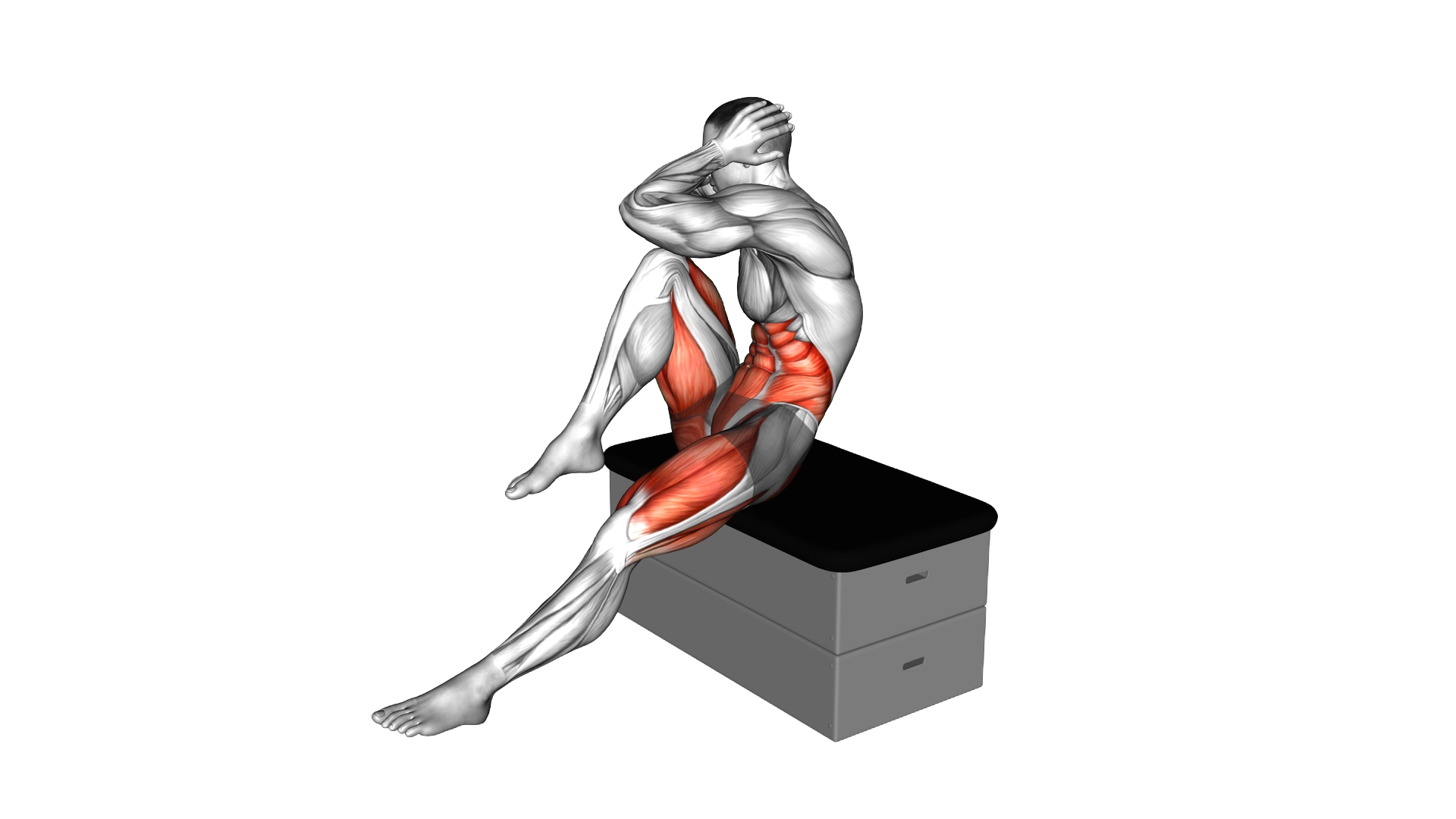 Sitting Air Bike on a padded stool exercise demonstration