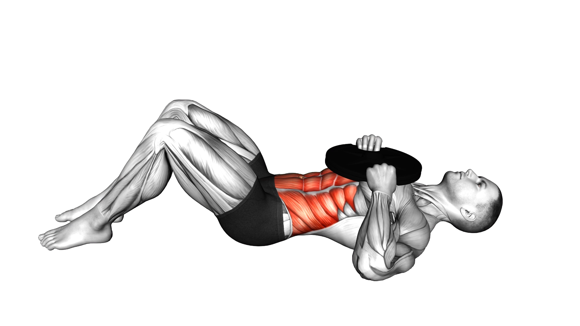 Weighted Plate Lying Crunch exercise demonstration