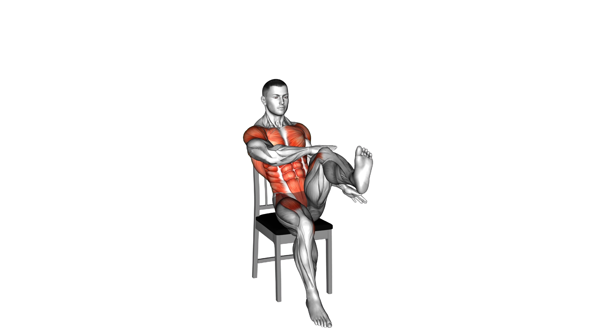 Circle Arms Knee Raises on Chair exercise demonstration