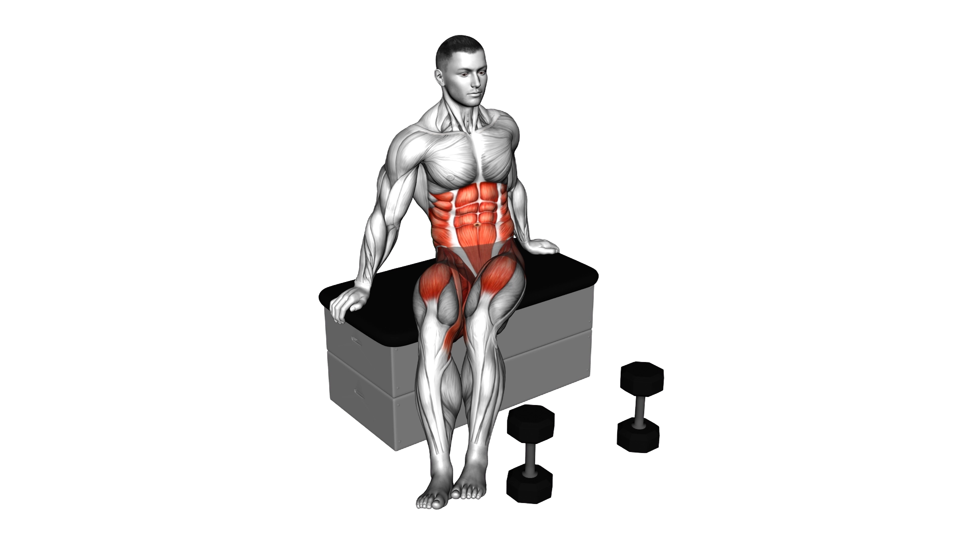Sitting Side Step Tuck on a padded stool exercise demonstration