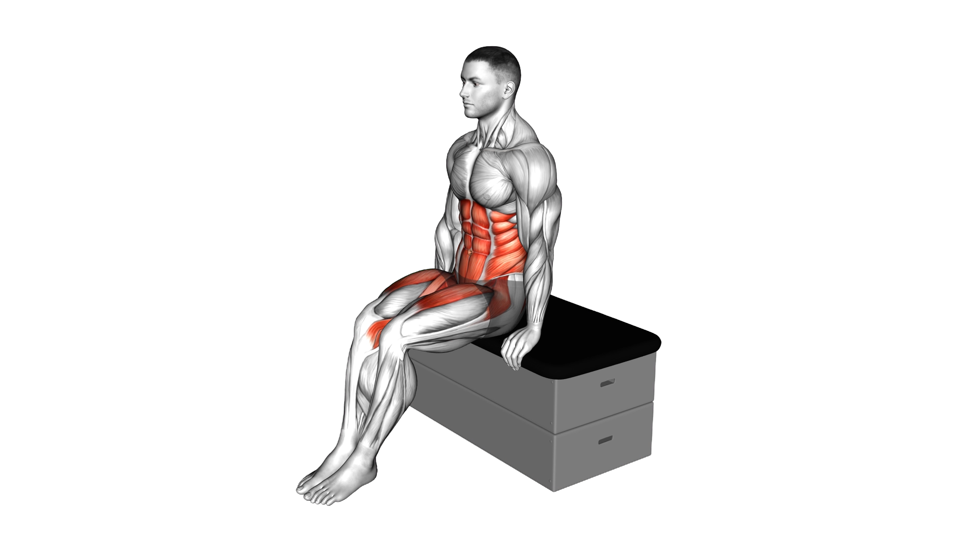 Open and Knee Tuck on a padded stool exercise demonstration