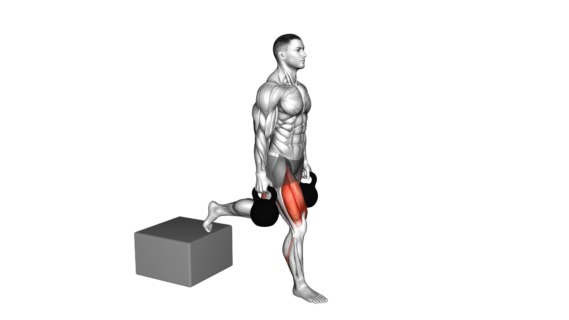 Kettlebell Single Leg Split Squat with Low Box exercise thumbnail