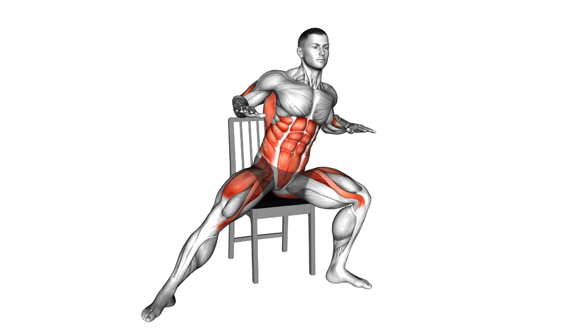 Sitting Side Step Row on Chair exercise demonstration