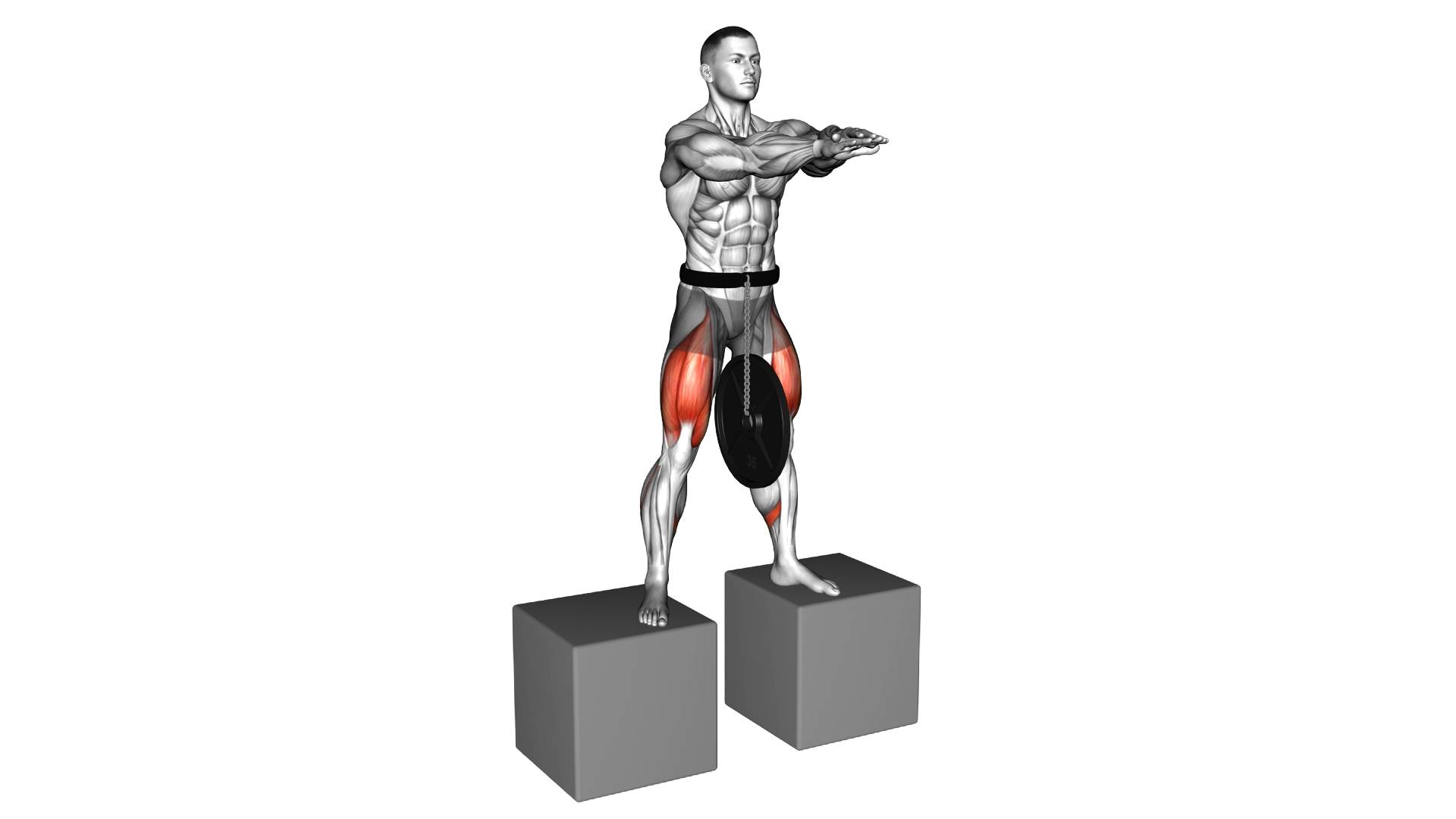 Weighted Full Squat from Deficit exercise demonstration