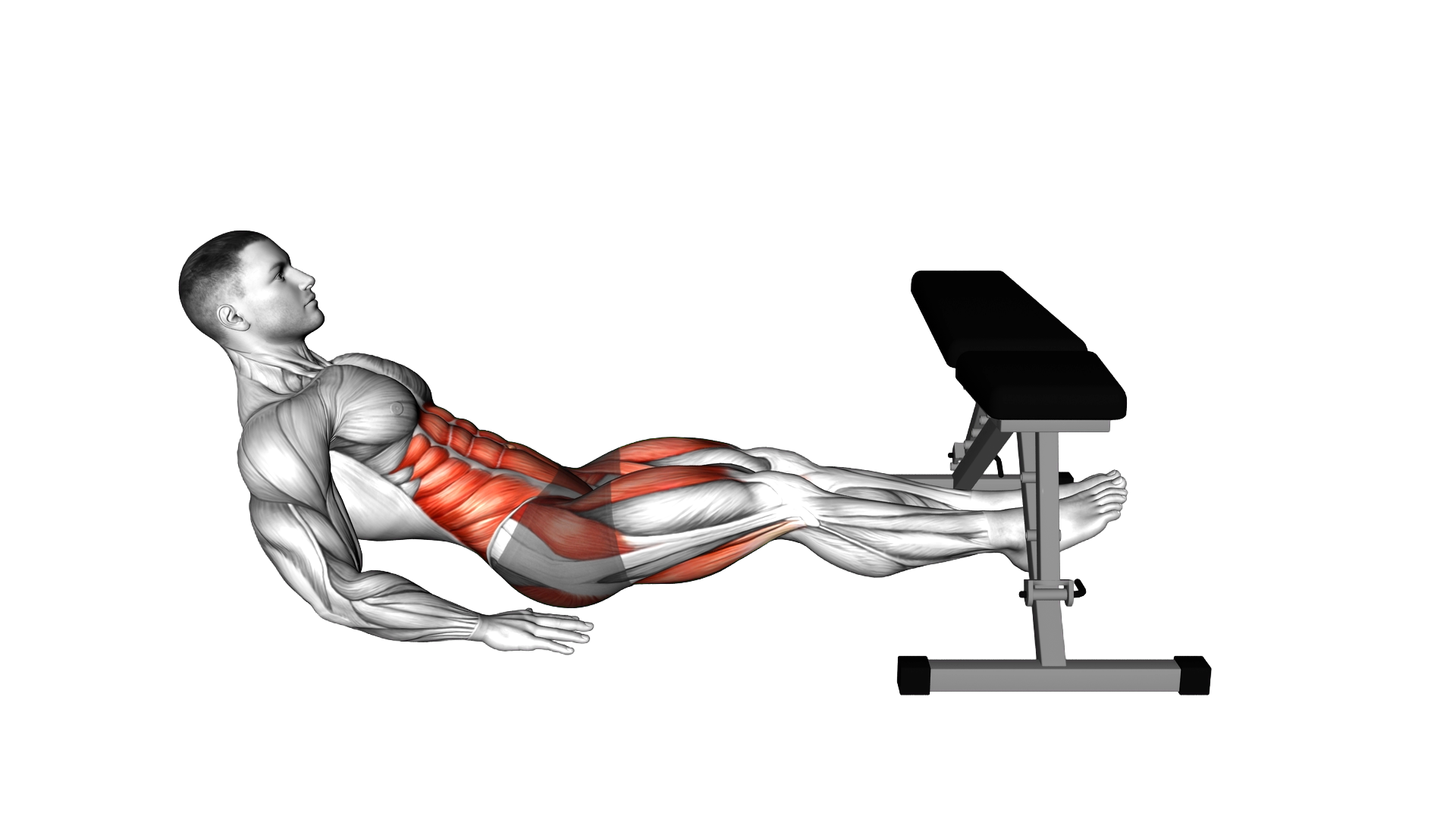 Seated In Out Leg Raise over Bench exercise demonstration