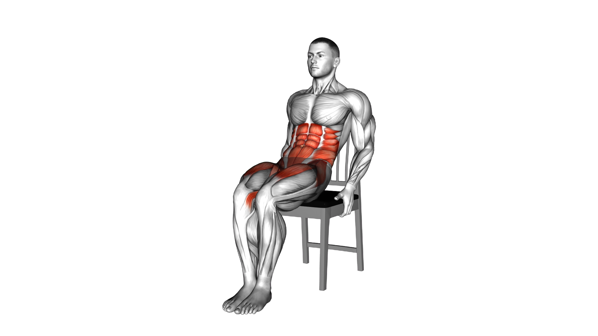 Seated Open Knee Leg Raise on a Chair exercise demonstration