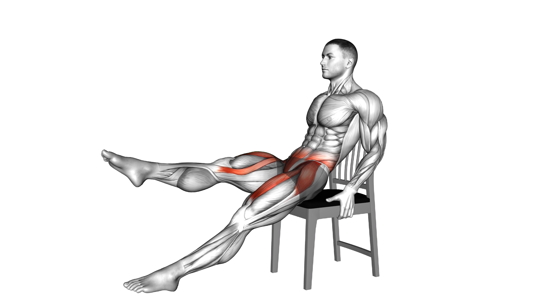 Seated Leg Kick on a Chair exercise demonstration