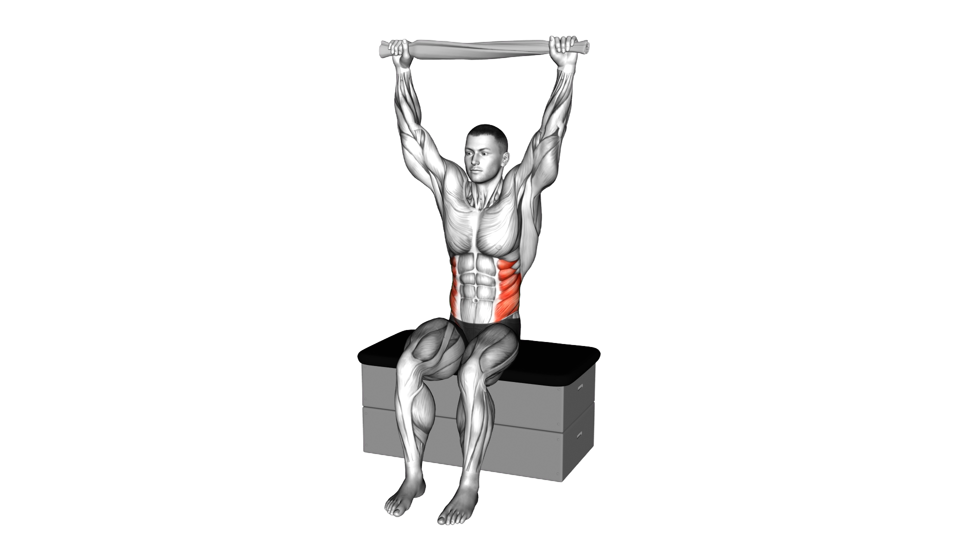 Seated Side Bend with a Towel on a Padded Stool (m exercise demonstration