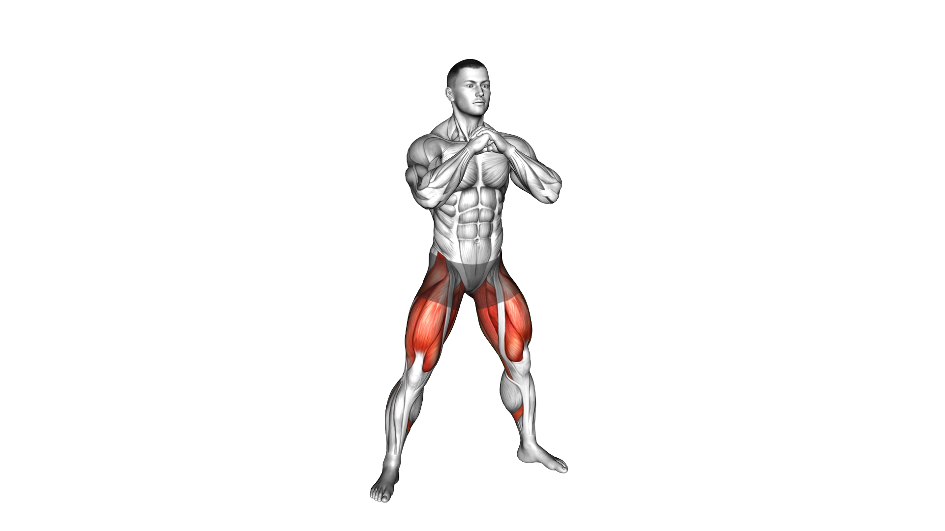Bodyweight Wide Squat Hands Together exercise demonstration