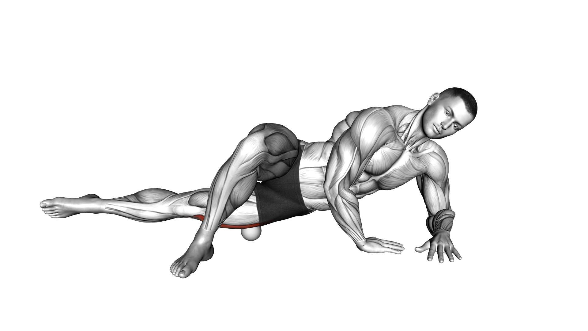 Roll Ball Outside Thigh Tractus Iliotibialis Stret exercise demonstration