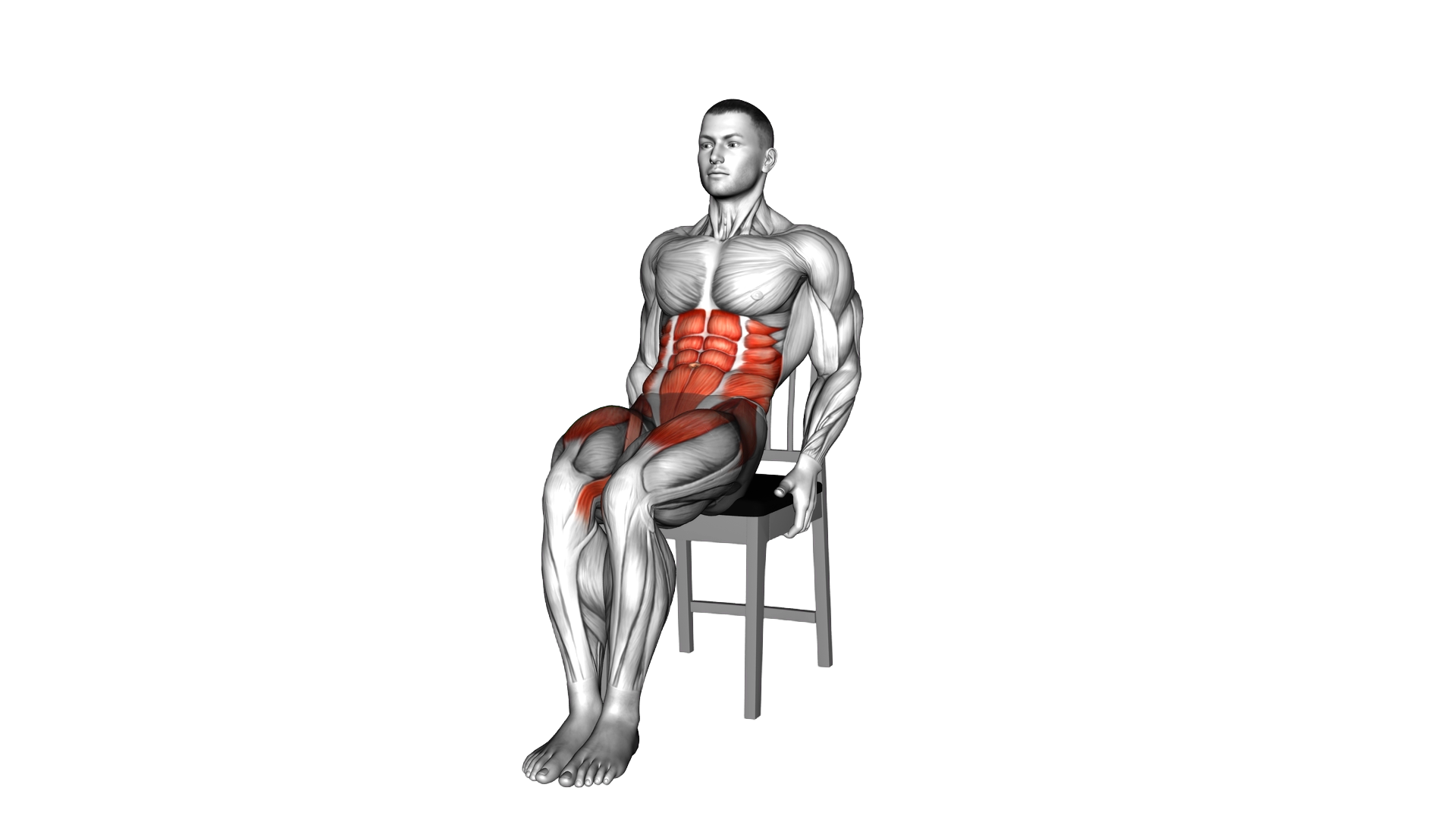 Sitting Knee Tuck on a Chair exercise demonstration