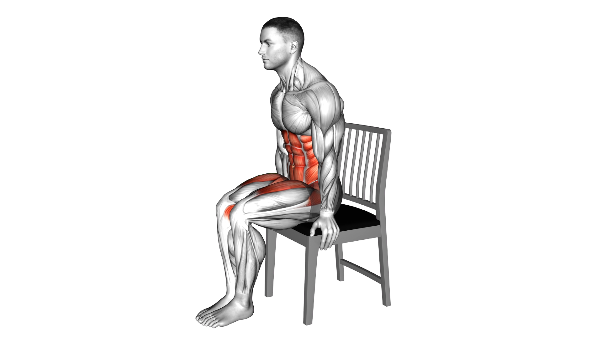 L Sit Legs Kick on a Chair exercise demonstration