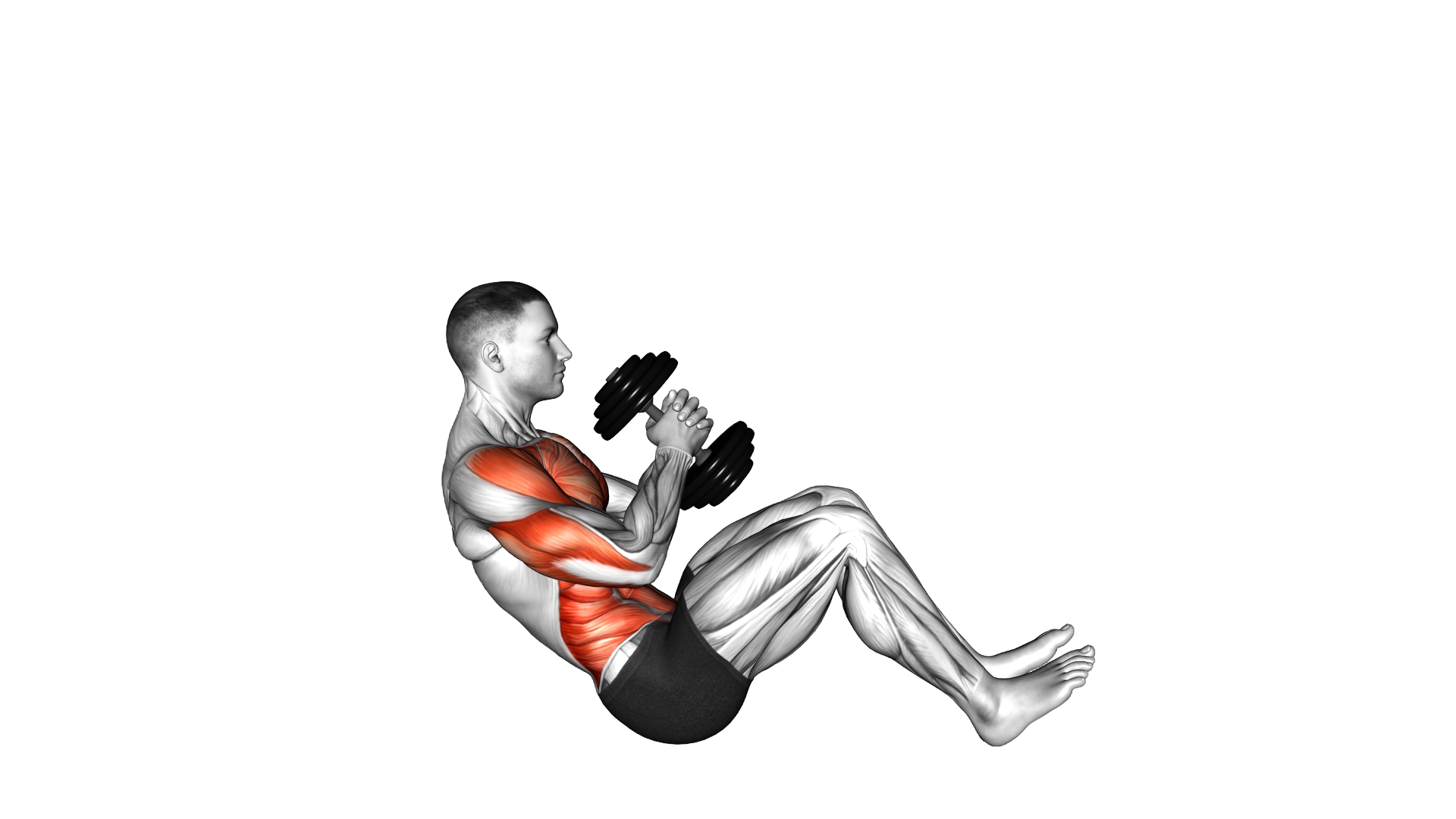 Dumbbell Russian Twist to Single Arm Press exercise demonstration