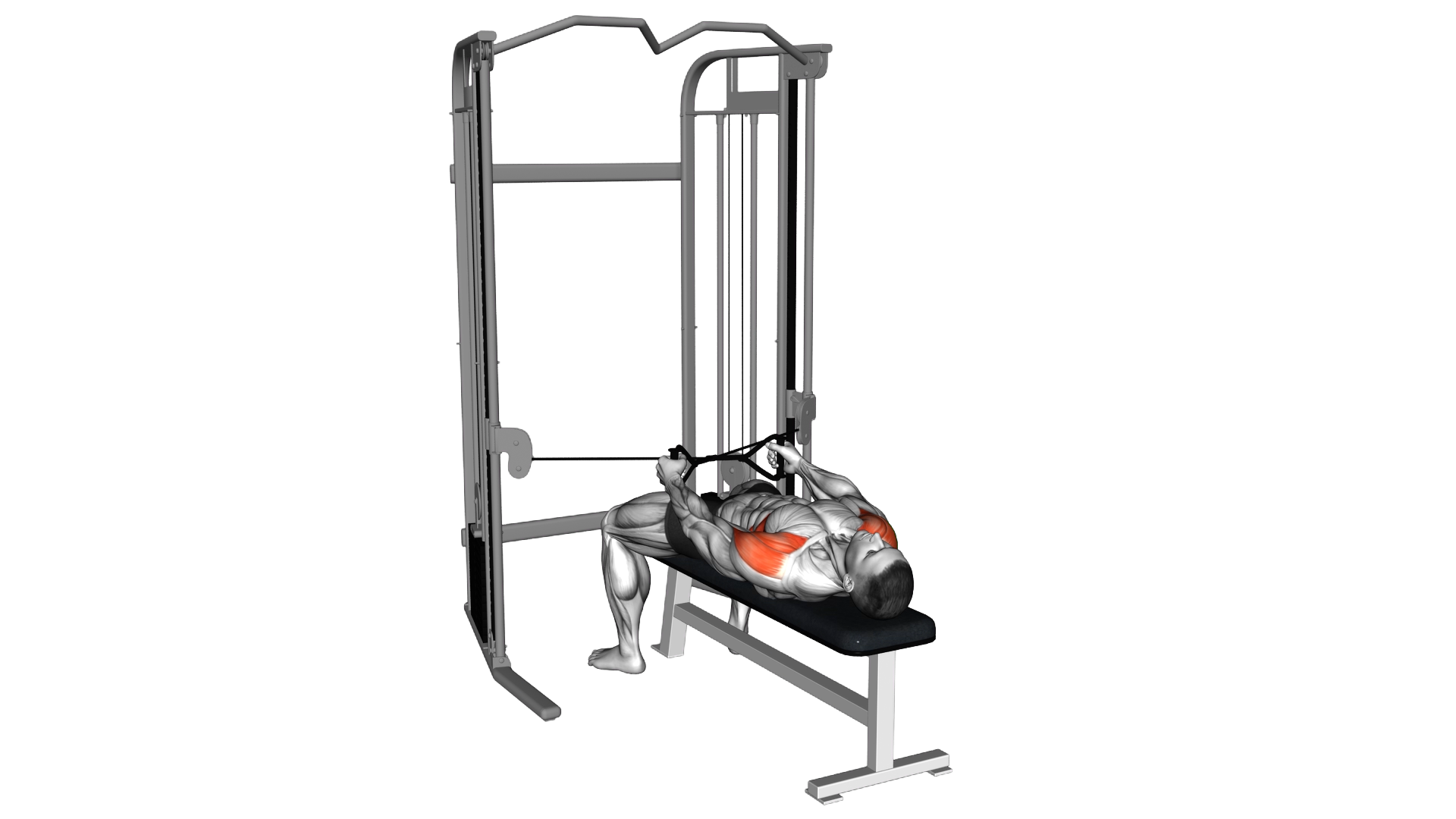 Cable Lying Bench Cross Lateral Raise exercise demonstration